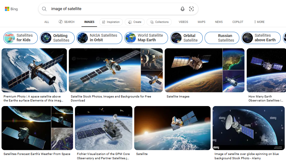 Search results full of rendered satellite images